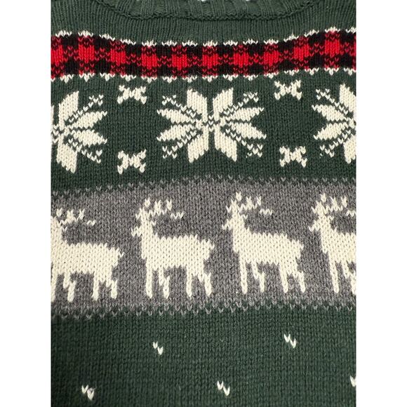 Vintage Kitestrings Cardigan Sweater Sz 7 Nordic Snowflakes Deer Red Green - Picture 4 of 8